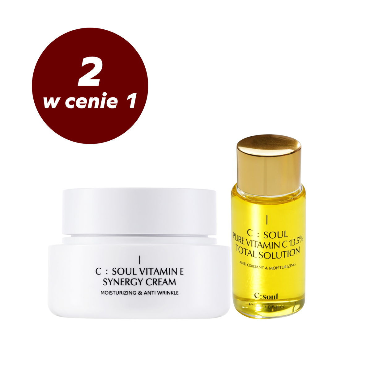 Face Care Set: Nourishing Synergy Cream + Antioxidant Serum with 13.5% Vitamin C C:Soul