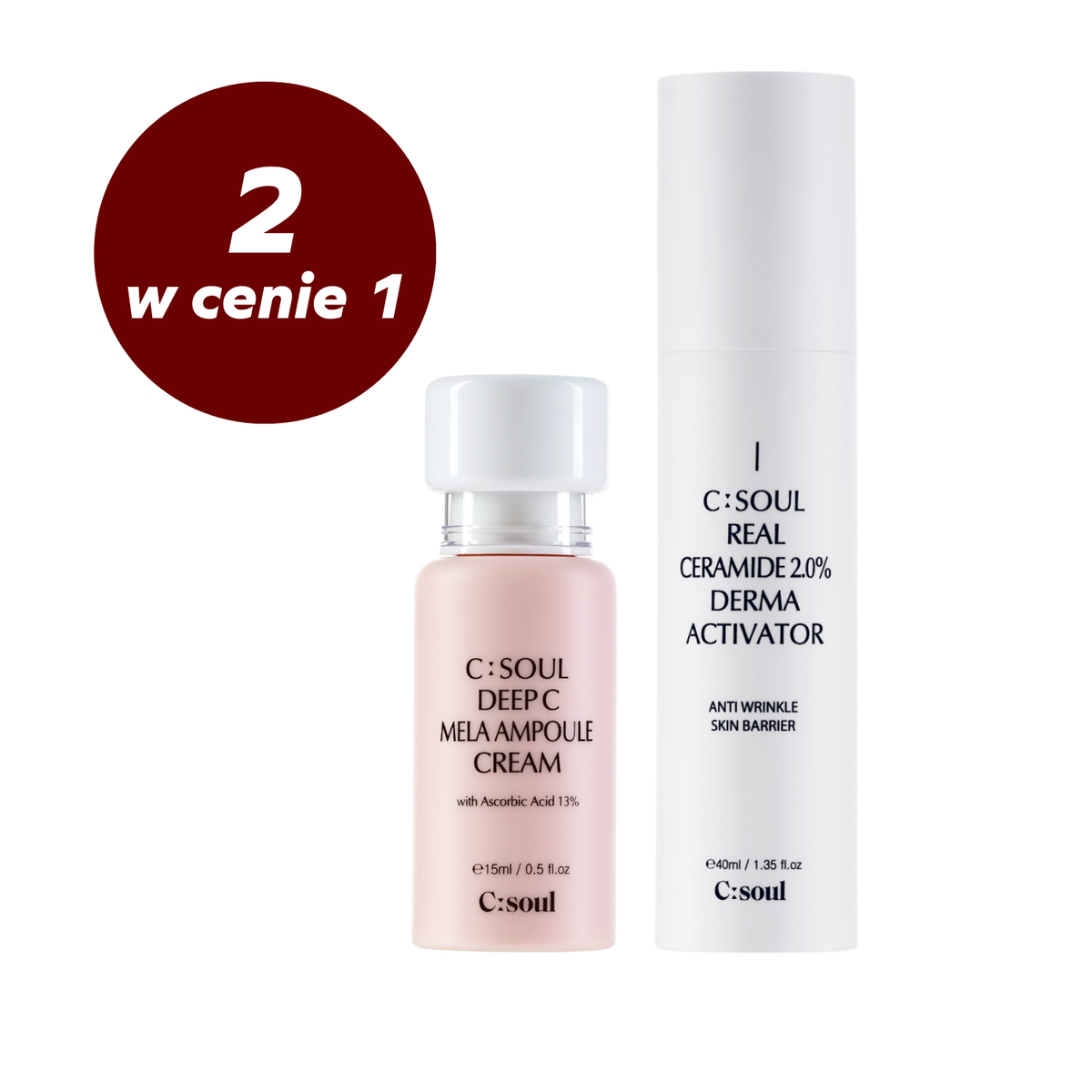 Facial Care Set: Mela Moisturizing Cream-Serum + C:Soul Ceramide Barrier Serum