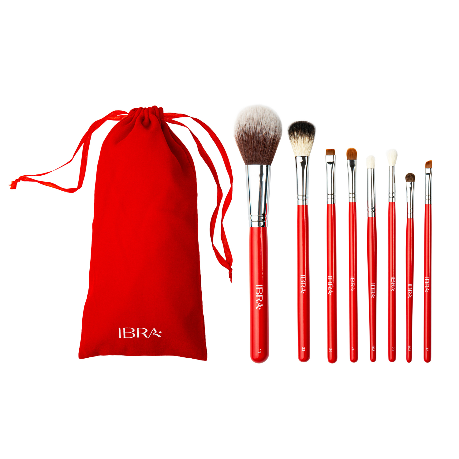 Set von 8 Make-up-Pinsel mit roten Fall RED IBRA Makeup