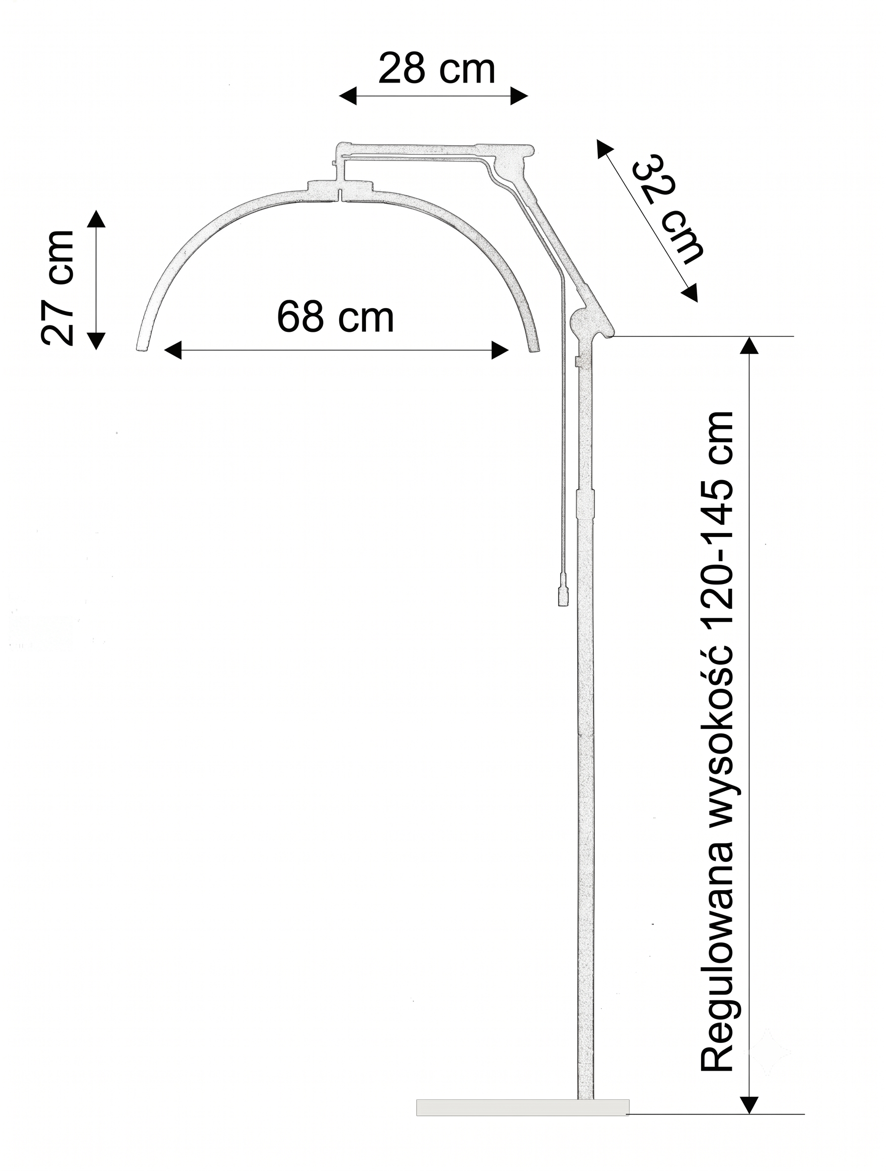 Lampa LED półpierścieniowa LUNA podłogowa czarna ARUBA